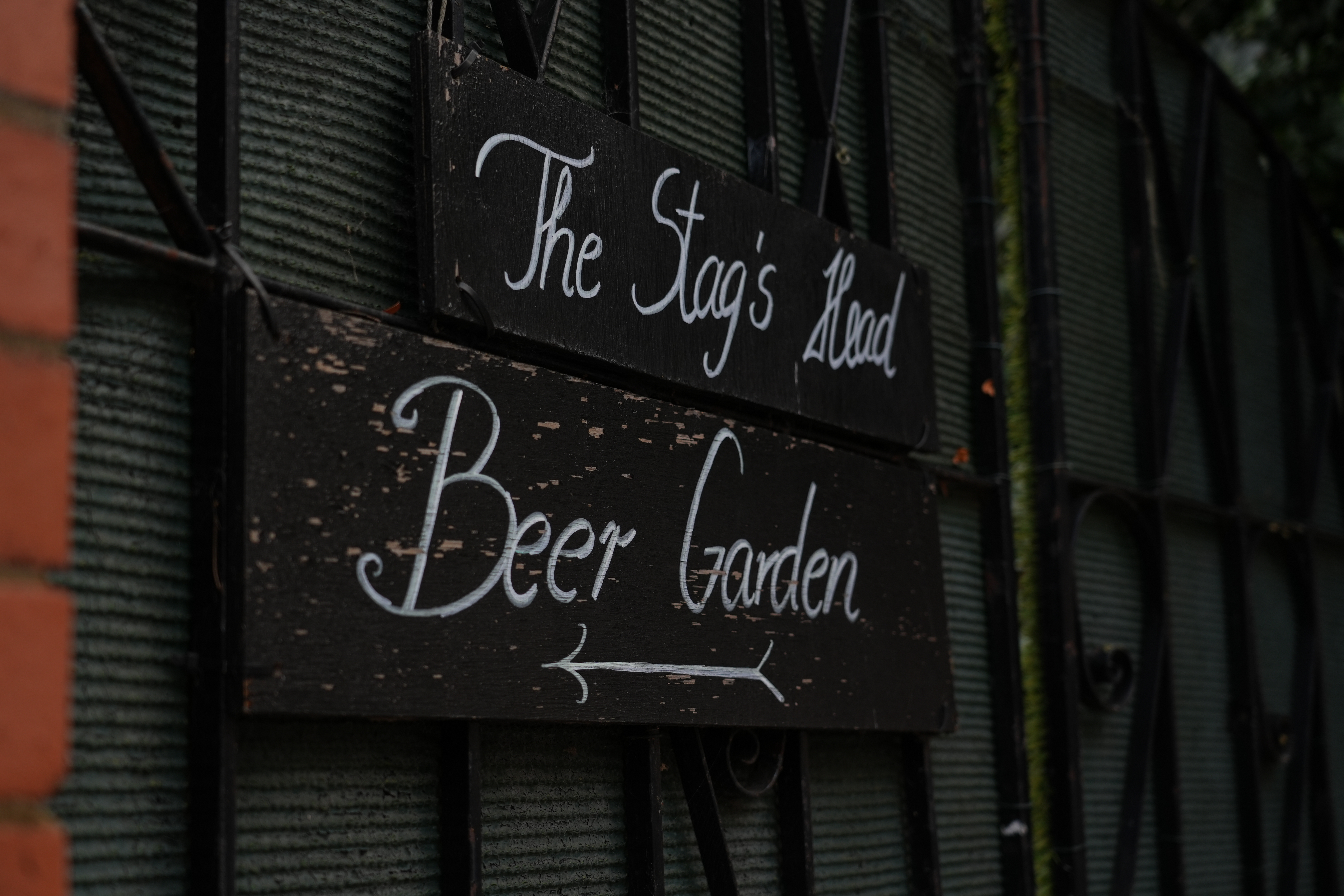The Stag's Head beer garden sign
